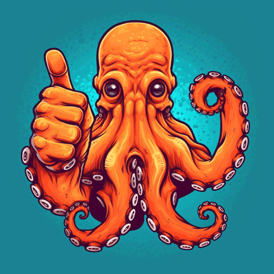 an animation saying "you are awesome" overlaid over an orange octopus-man hybrid who is giving a thumbs-up